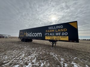 Large outdoor sign billboard in Southern Alberta near Medicine Hat