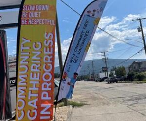 Outdoor event signage Medicine Hat Flags